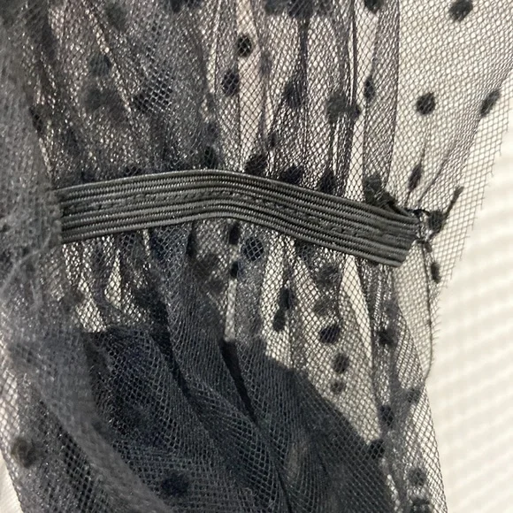 Women’s SHEIN polka dot mesh one-shoulder black velvet blouse. Size M. - Picture 8 of 13